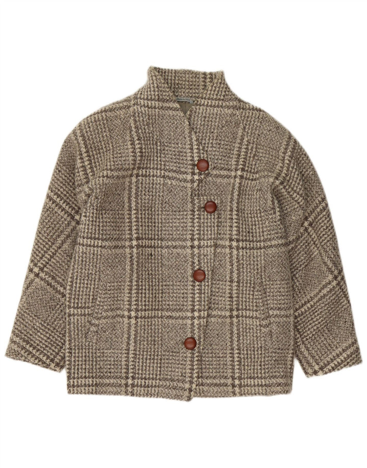 Vintage Womens Oversized Overcoat UK 16 Large Grey Check