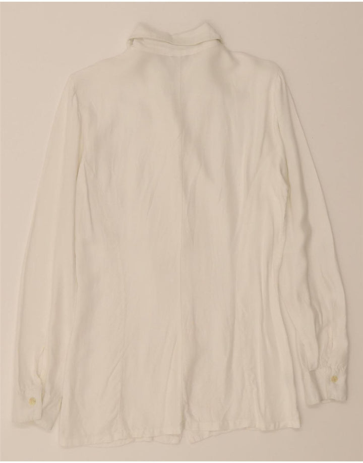 BENETTON Womens Shirt Blouse UK 12 Medium White Viscose