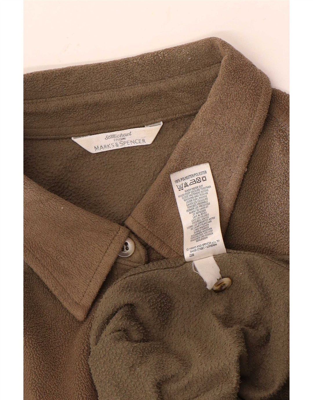 Marks & Spencer Womens Fleece Shirt UK 14 Large Beige Polyester