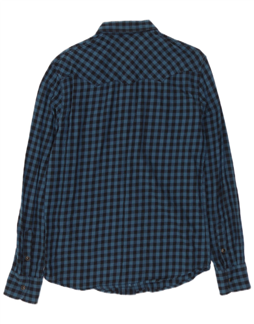 WRANGLER Mens Slim Flannel Shirt Medium Blue Gingham Cotton