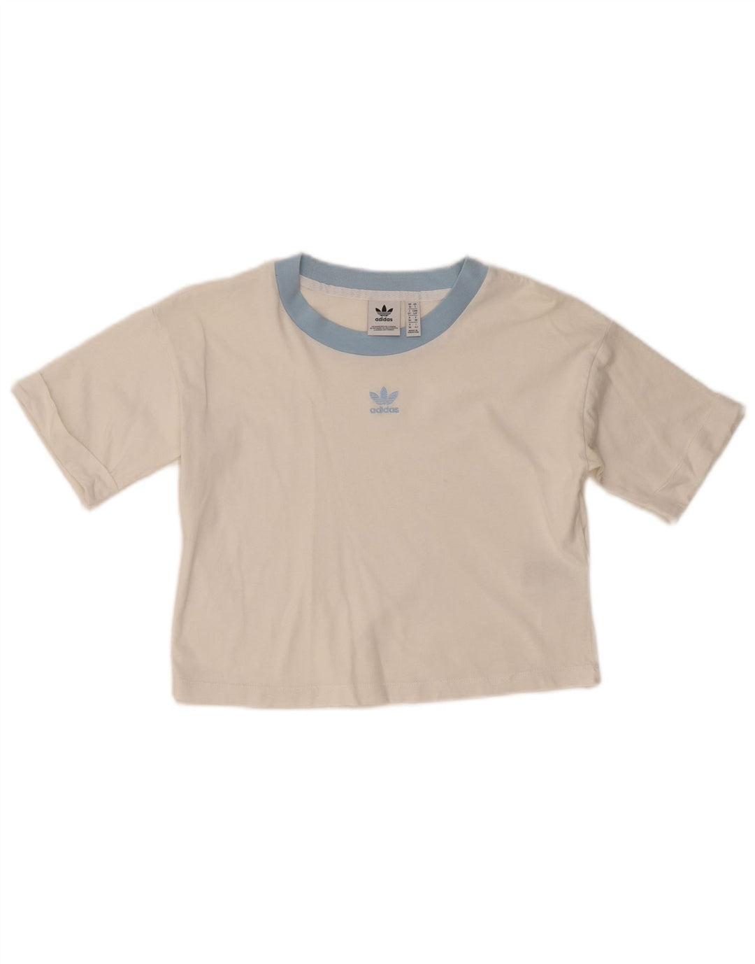 ADIDAS Womens Crop T-Shirt Top UK 10 Small White Cotton