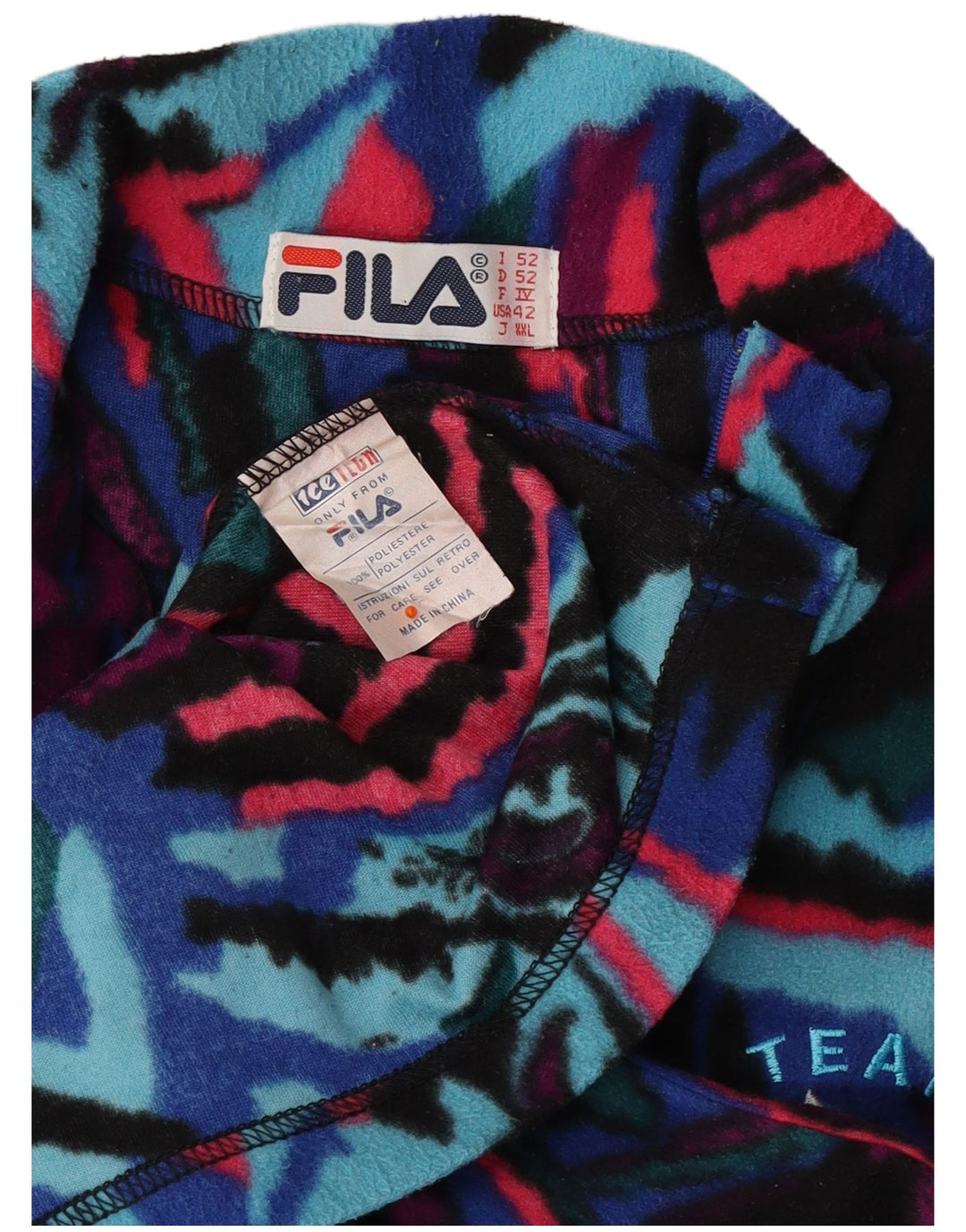FILA Mens Abstract Pattern Fleece Jumper IT 52 Large Multicoloured