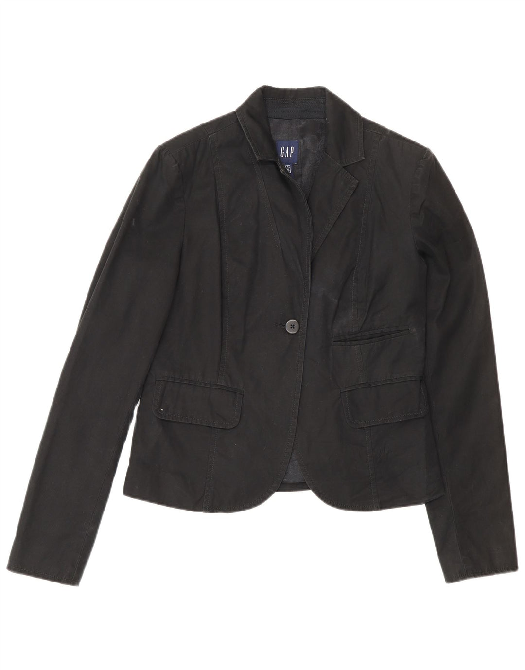 Gap Womens 1 Button Blazer Jacket UK 6 XS Black Cotton