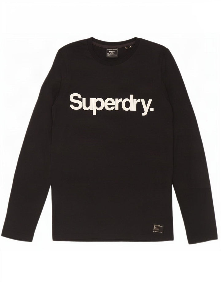 Superdry Mens Graphic Top Long Sleeve Medium Black Cotton