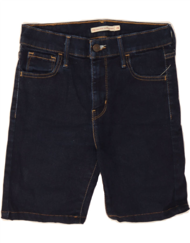 LEVI'S Womens 720 Denim Shorts W26 Small Navy Blue Cotton Vintage Levi's and Second-Hand Levi's from Messina Hembry 