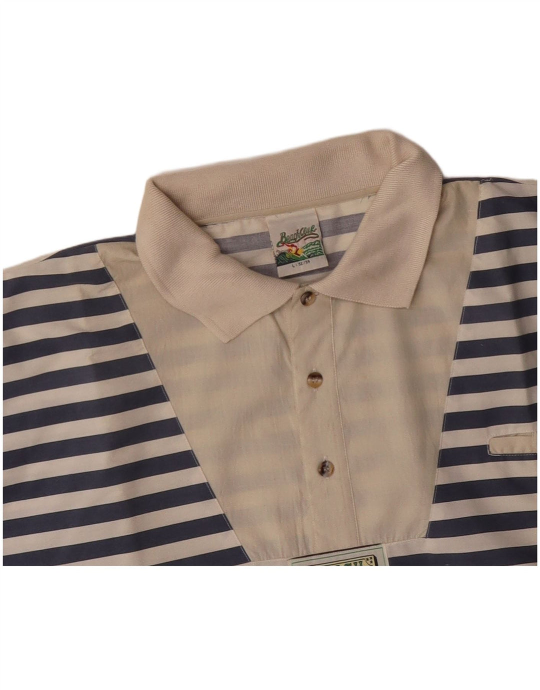 VINTAGE Mens Short Sleeve Pullover Shirt IT 52/54 Large Blue Striped