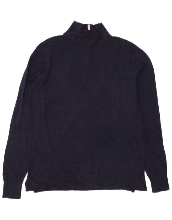 Joules Womens Turtle Neck Jumper Sweater UK 12 Medium Navy Blue Cotton