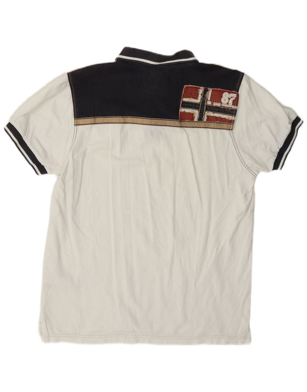 Napapijri Mens Geographic Graphic Rugby Polo Shirt XL White Colourblock