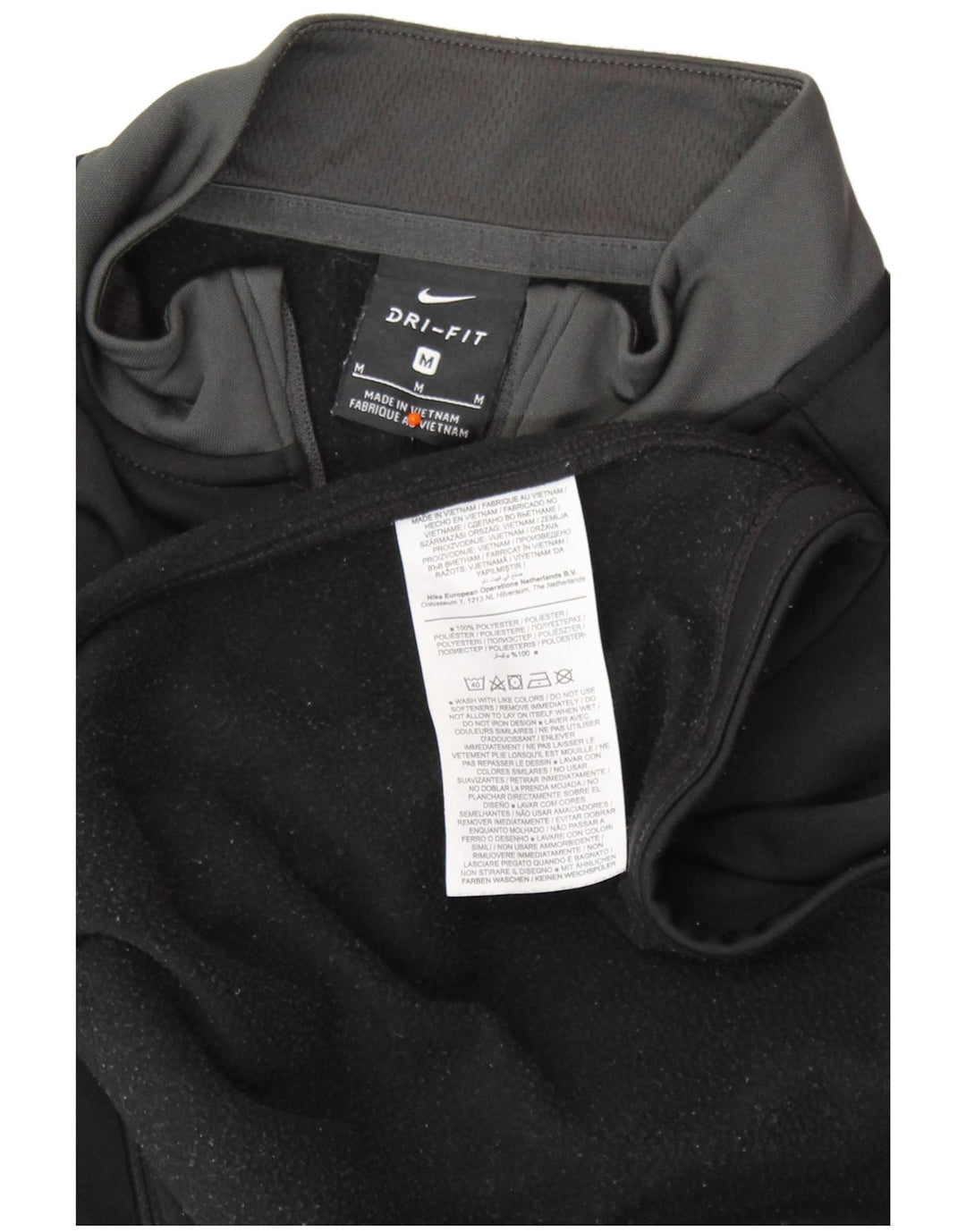 NIKE Mens Dri Fit Zip Neck Pullover Tracksuit Top Medium Black Colourblock