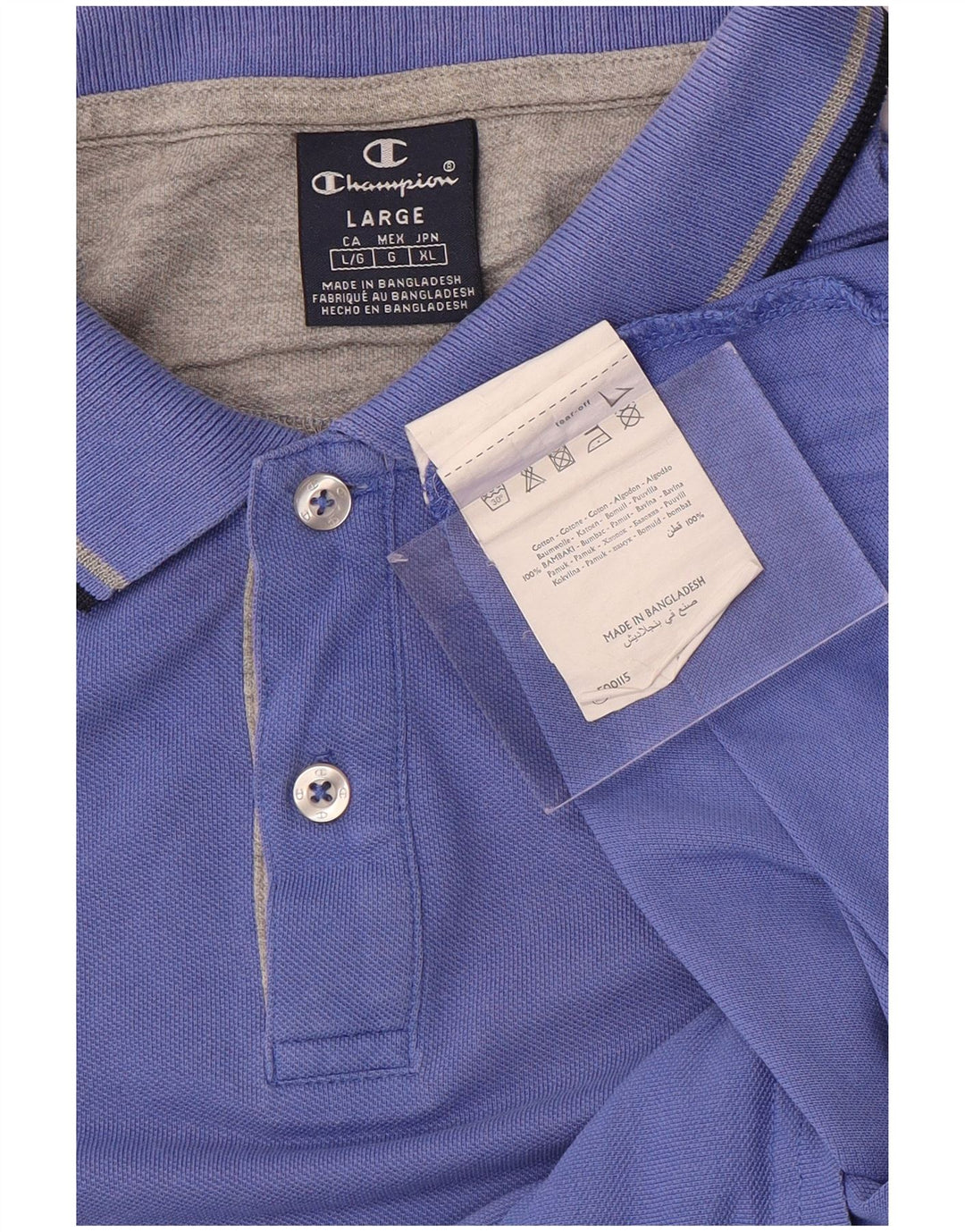 Champion Mens Polo Shirt Large Blue Cotton
