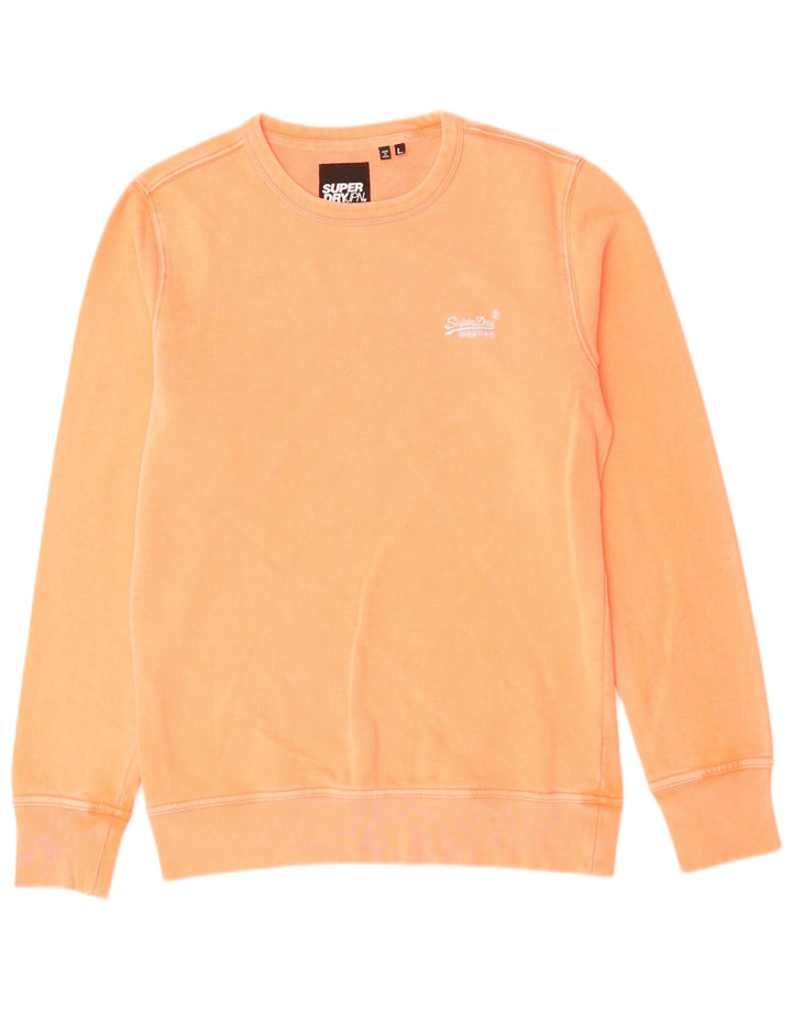 SUPERDRY Mens Sweatshirt Jumper Large Orange Cotton