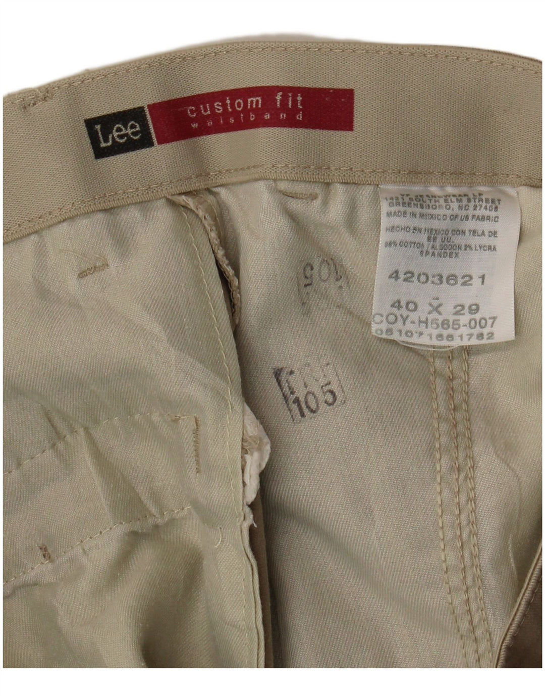 LEE Mens Custom Fit Straight Capri Trousers W40 L24 Beige Cotton