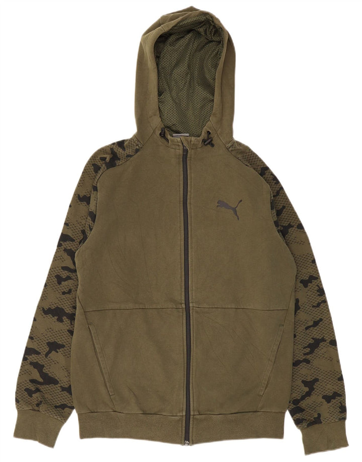 PUMA Mens Zip Hoodie Sweater Small Khaki Camouflage