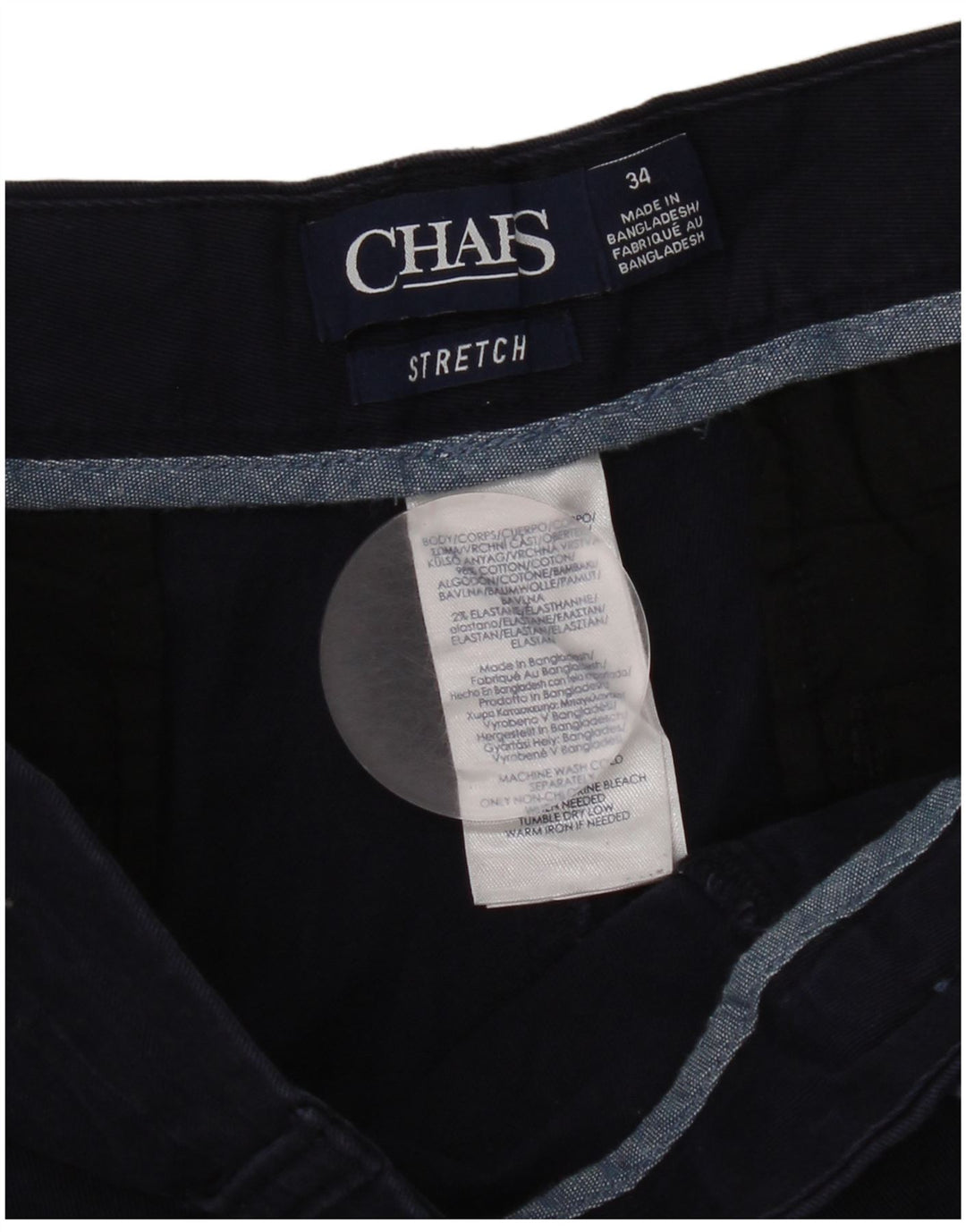 Chaps Mens Chino Shorts W34 Large Navy Blue Cotton