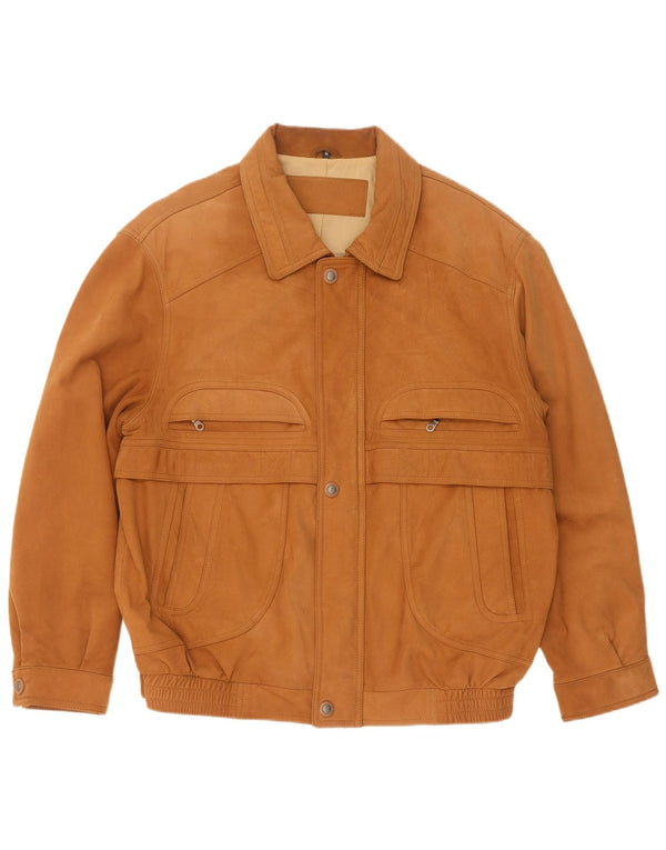 WESTBURY Mens Suede Bomber Jacket IT 54 2XL Beige Leather