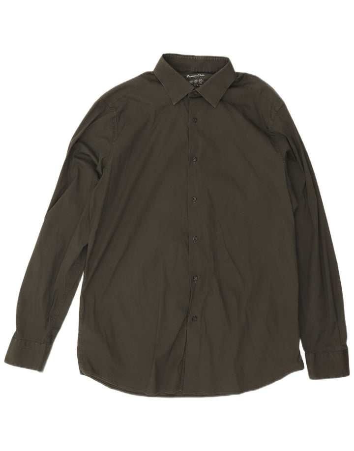 Massimo Dutti Mens Shirt Large Green Cotton