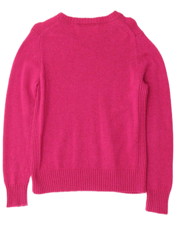 Marks & Spencer Womens Boat Neck Jumper Sweater UK 14 Large Pink Lambswool