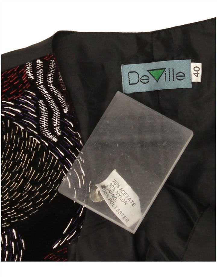 DE VILLE Womens Waistcoat EU 40 Medium Black Geometric Acetate