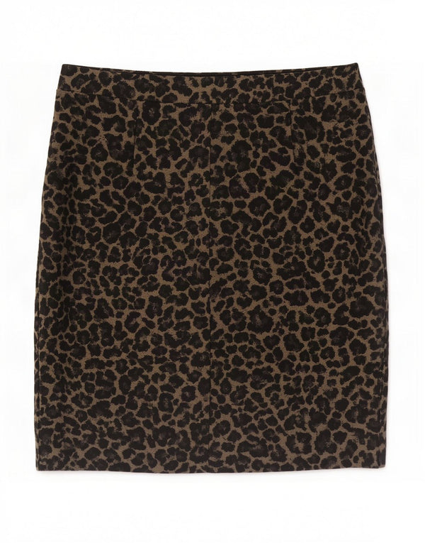 Marks & Spencer Womens Straight Skirt UK 16 Large W34 Beige Animal Print