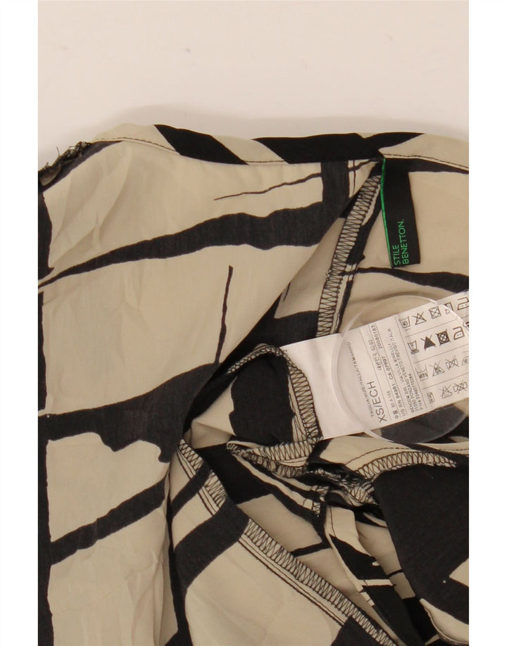 Benetton Womens Abstract Pattern Shift Dress UK 6 XS Off White Polyester