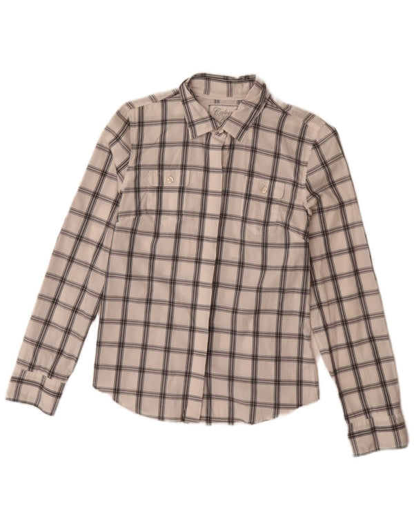 Calvin Klein Womens Shirt UK 10 Small White Check Cotton