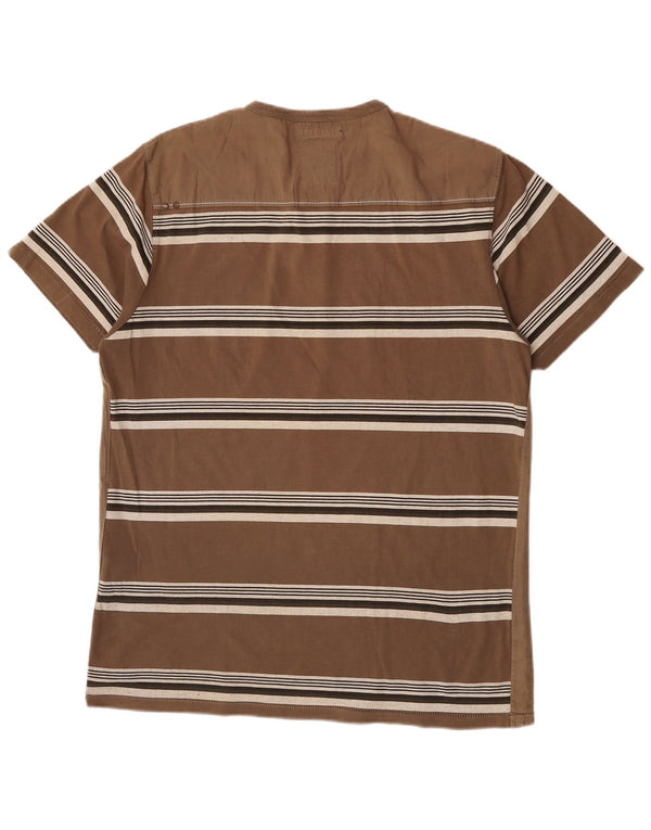 Jack & Jones Mens Graphic T-Shirt Top XL Brown Striped Cotton