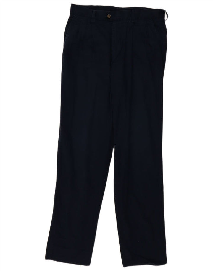 Belfe & Belfe Mens Straight Suit Trousers Medium W32 L32 Navy Blue