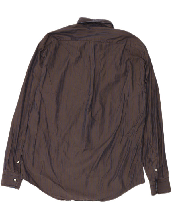 HARMONT & BLAINE Mens Shirt 2XL Brown Pinstripe Cotton