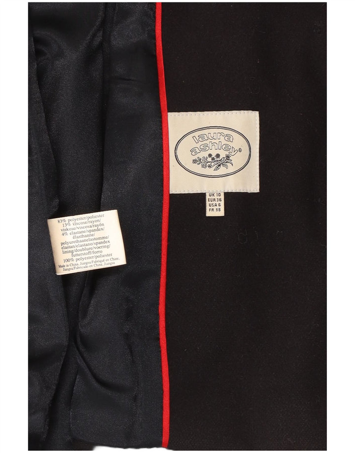 LAURA ASHLEY Womens Hooded 5 Button Blazer Jacket UK 10 Small Navy Blue