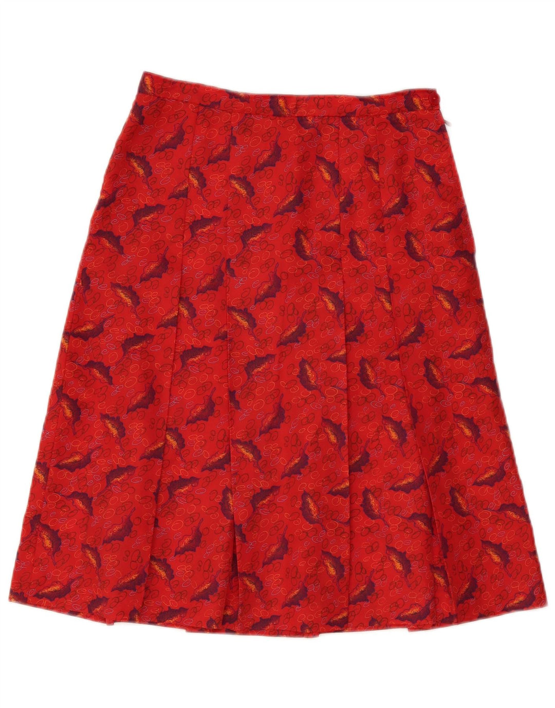 Vintage Womens Abstract Pattern Pleated Skirt W28 Medium Red