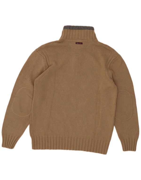 Marlboro Classics Mens Zip Neck Jumper Sweater Medium Beige