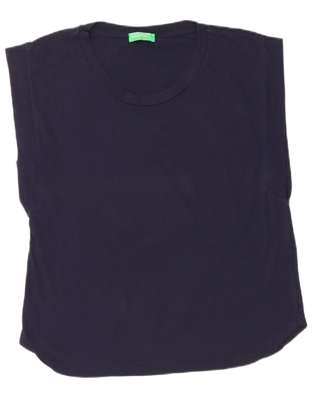 Benetton Womens Vest Top UK 12 Medium Navy Blue Cotton