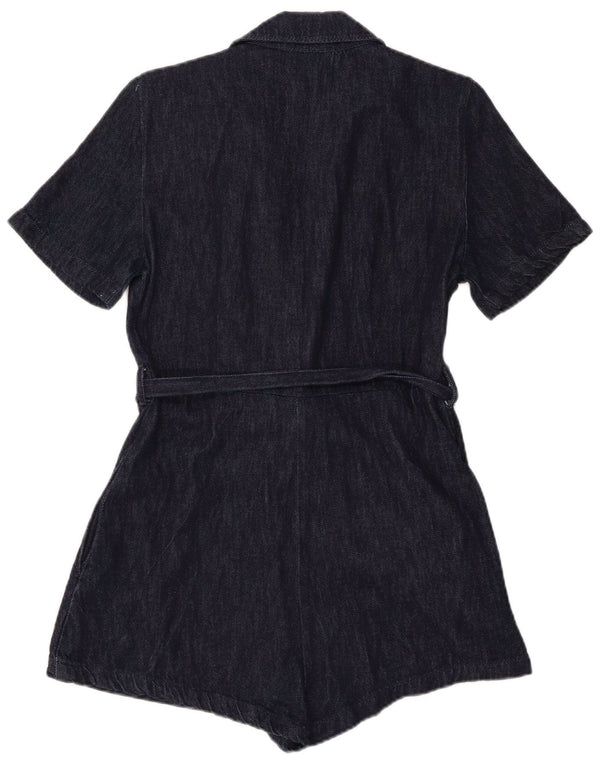 Zara Womens Denim Playsuit UK 12 Medium Navy Blue