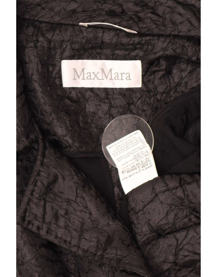 Max Mara Womens Crop Open Blazer Jacket UK 12 Medium Black Polyester