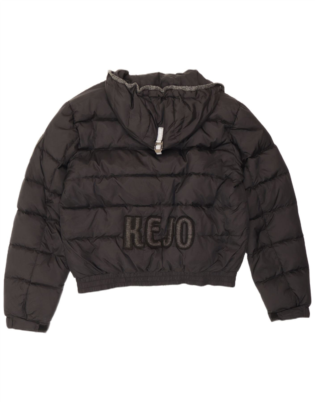 Kejo Mens Graphic Hooded Padded Jacket UK 40 Large Black Polyamide
