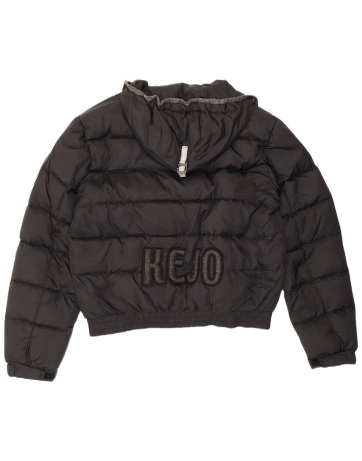 Kejo Mens Graphic Hooded Padded Jacket UK 40 Large Black Polyamide