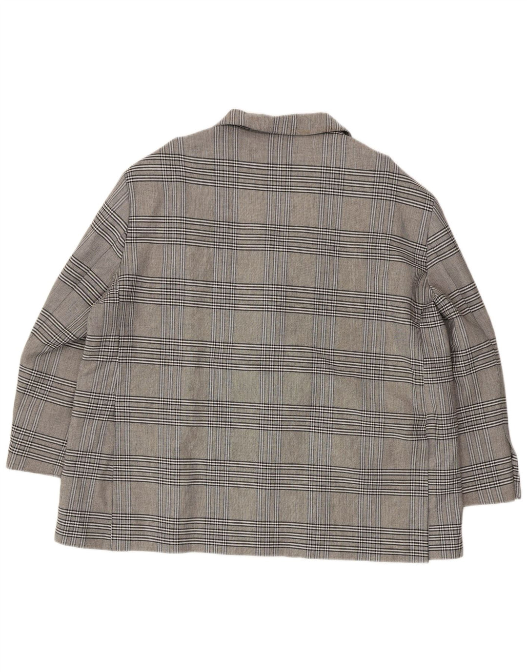ZARA Womens 2 Button Oversized Blazer Jacket UK 18 XL Grey Check Viscose