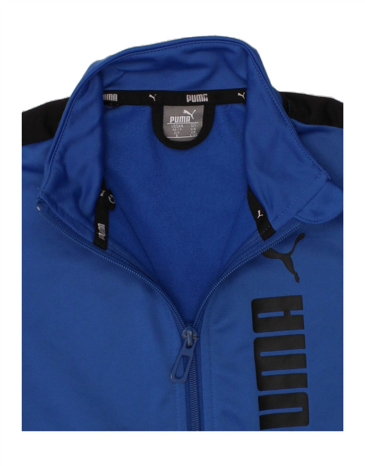 PUMA Boys Graphic Tracksuit Top Jacket 5-6 Years Blue Colourblock Vintage Puma and Second-Hand Puma from Messina Hembry 
