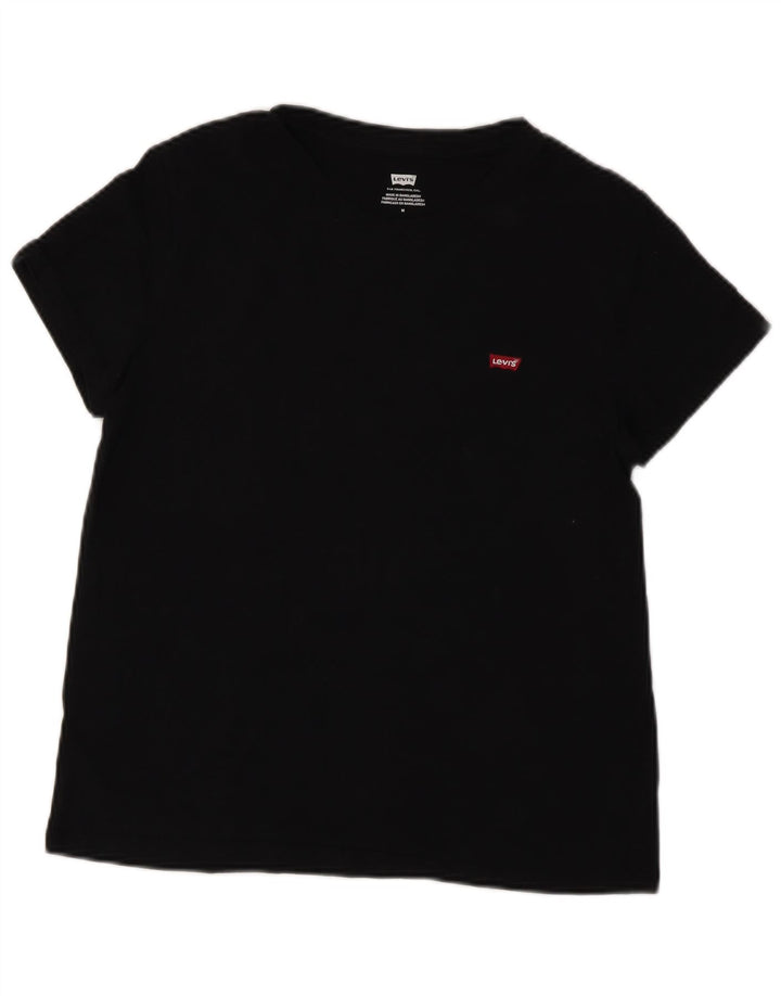 LEVI'S Womens T-Shirt Top UK 12 Medium Black Cotton