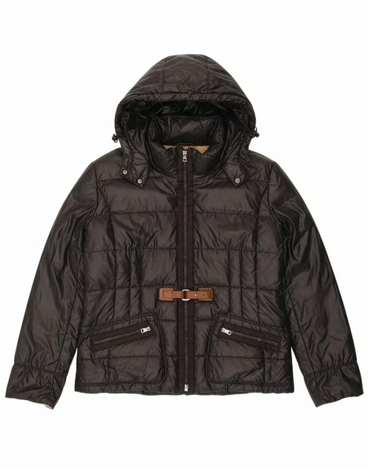 HENRY COTTONS Womens Hooded Padded Jacket IT 52 XL Black Polyamide