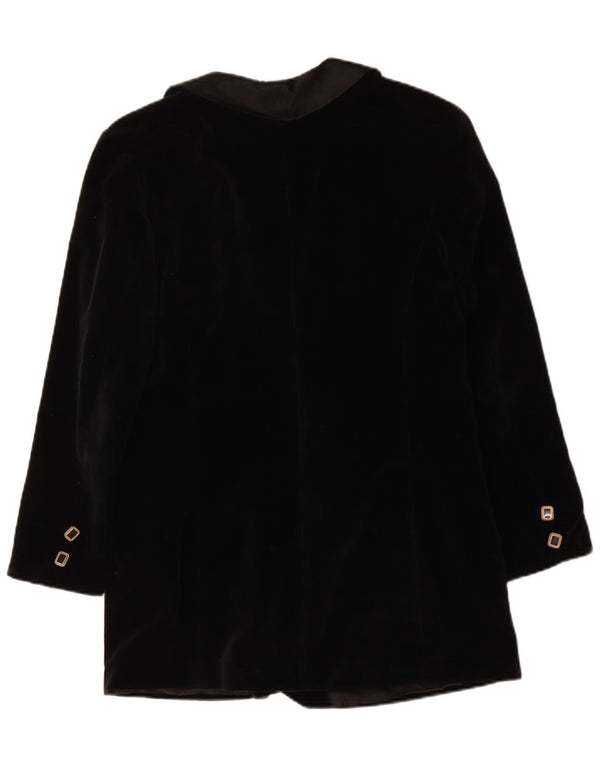 Vintage Womens Double Breasted Velvet Blazer Jacket UK 14 Medium Black