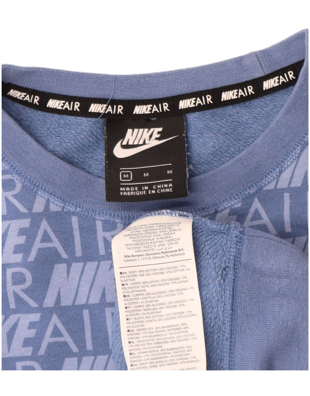 NIKE Womens Graphic Oversized Sweatshirt Jumper UK 14 Medium Blue Cotton