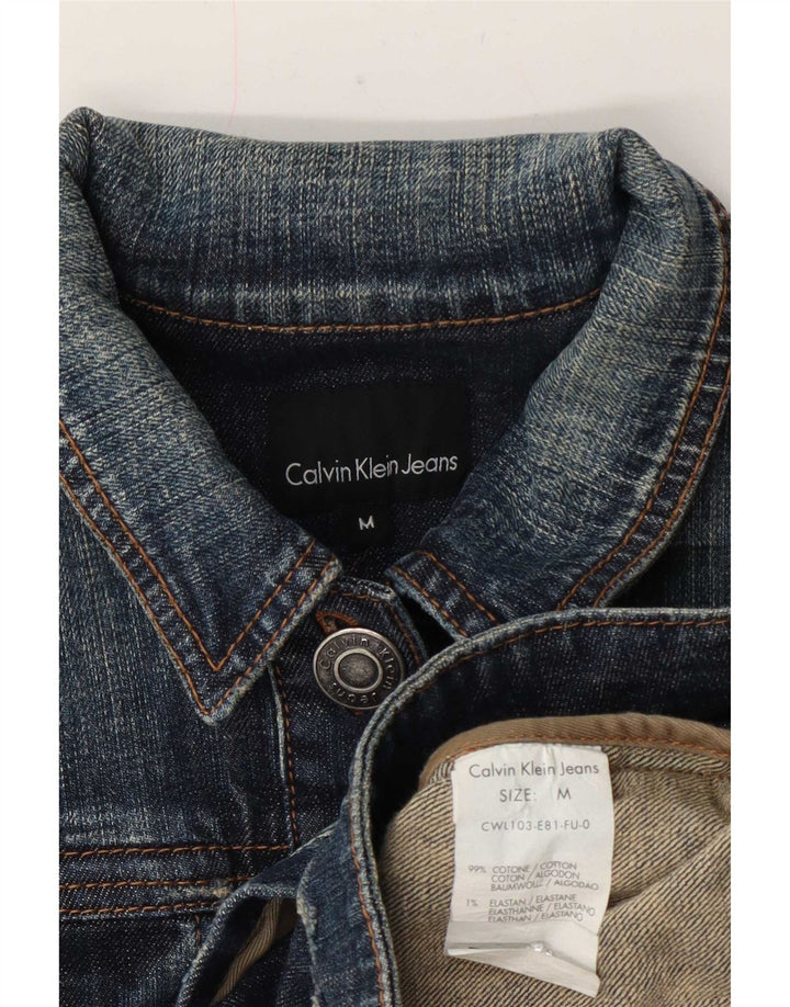 Calvin Klein Jeans Womens Denim Jacket UK 12 Medium Blue Cotton