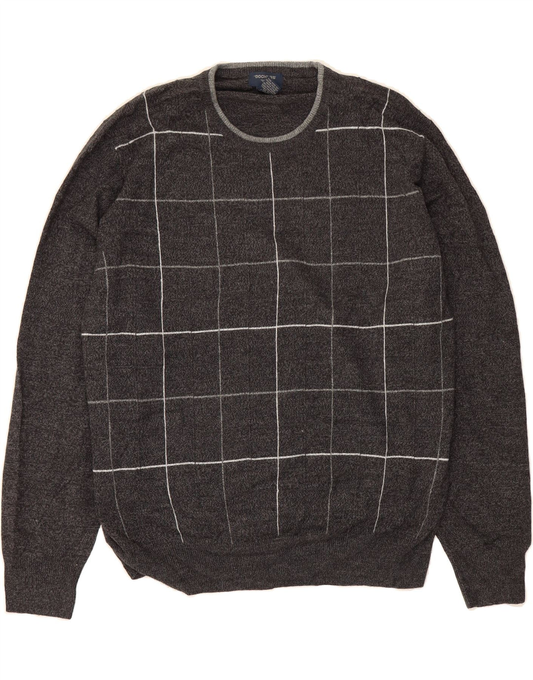 DOCKERS Mens Crew Neck Jumper Sweater XL Grey Check Acrylic Vintage Dockers and Second-Hand Dockers from Messina Hembry 