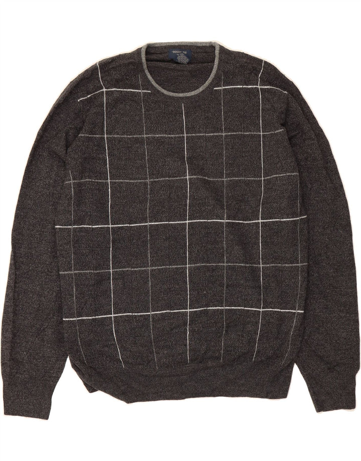 DOCKERS Mens Crew Neck Jumper Sweater XL Grey Check Acrylic Vintage Dockers and Second-Hand Dockers from Messina Hembry 