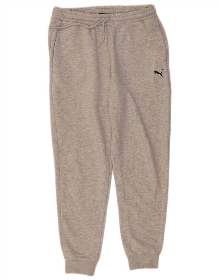 PUMA Mens Graphic Tracksuit Trousers Joggers Large Grey Flecked Cotton