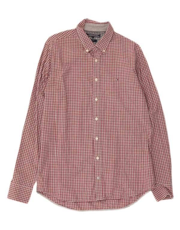 Tommy Hilfiger Mens Slim Fit Shirt Large Red Gingham