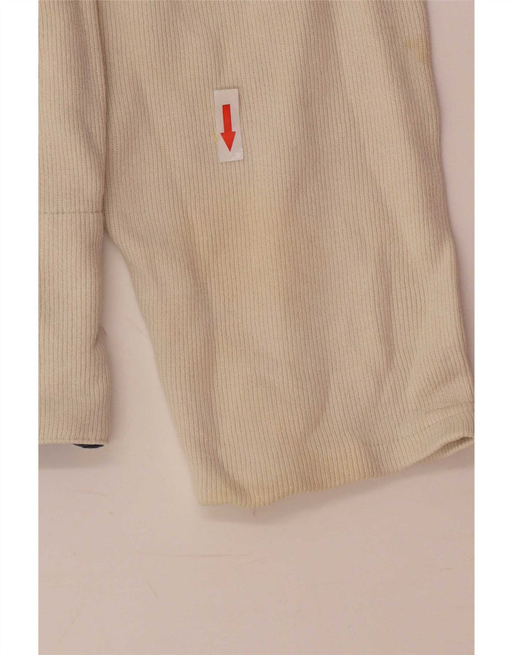 Sergio Tacchini Mens Zip Neck Top Long Sleeve Medium Beige Cotton
