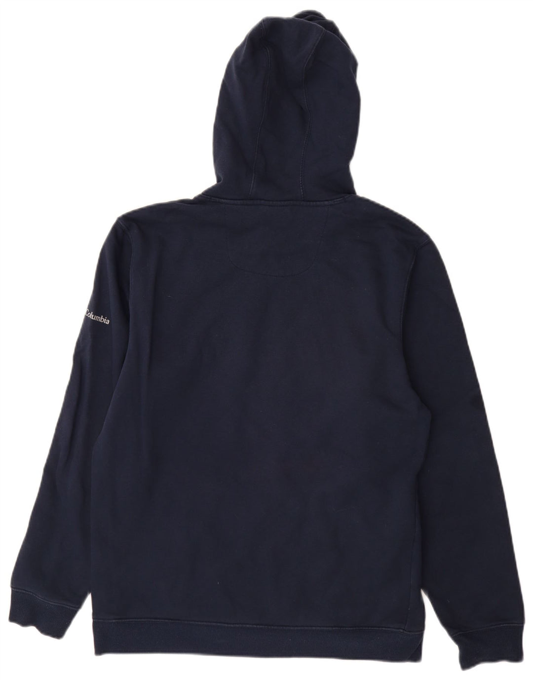 COLUMBIA Mens Graphic Hoodie Jumper Medium Navy Blue Cotton
