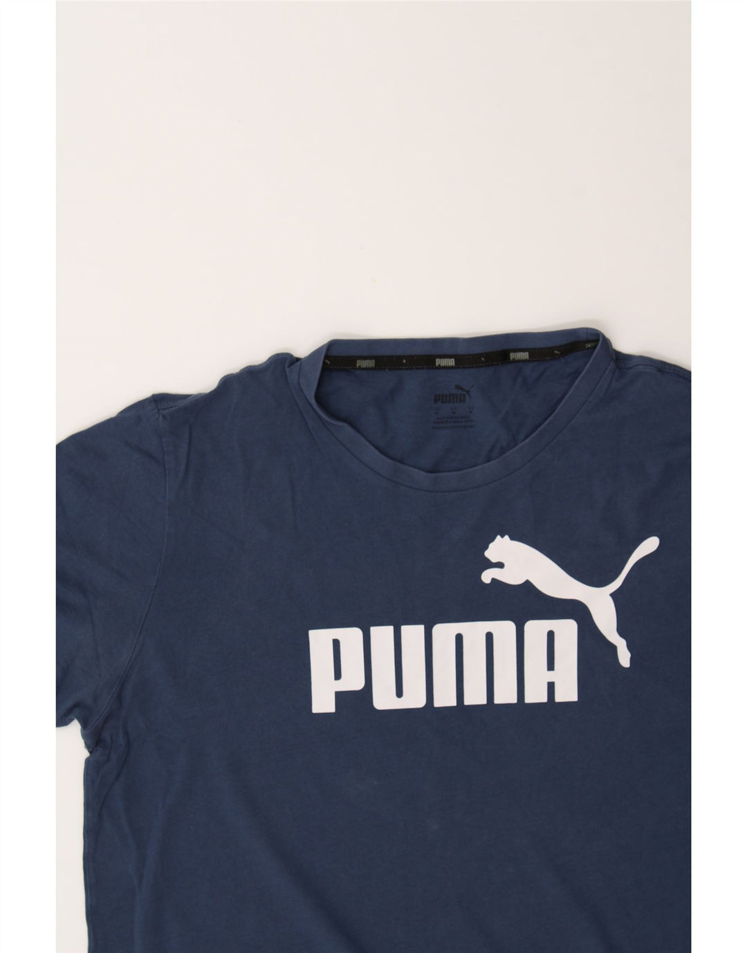 PUMA Mens Graphic T-Shirt Top Medium Navy Blue Cotton Vintage Puma and Second-Hand Puma from Messina Hembry 
